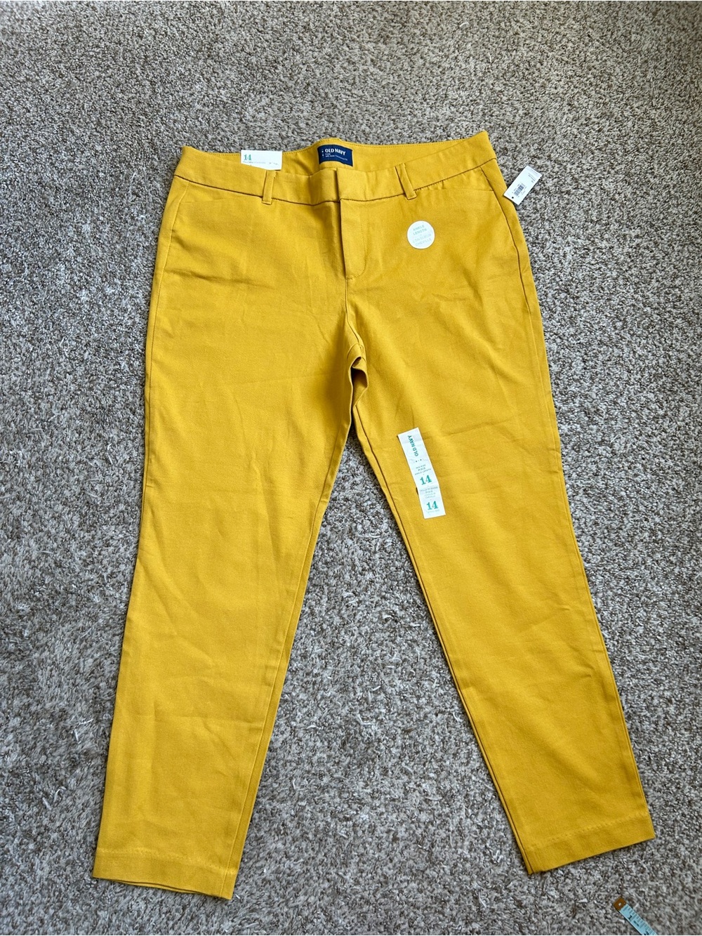 NWT Old Navy Mid-Rise Pixie Mustard Slim Ankle Pants Fall Stretch 14 - Picture 2 of 9